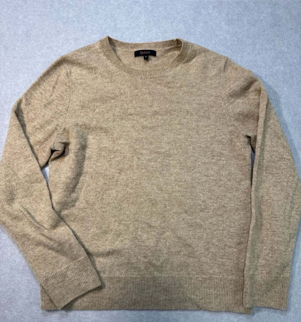 Quince 100% Cashmere Crewneck Sweater Tan Beige Size S